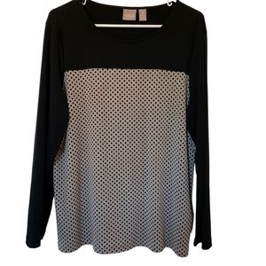 Chico’s Black & Tan Long Sleeve Top * Large